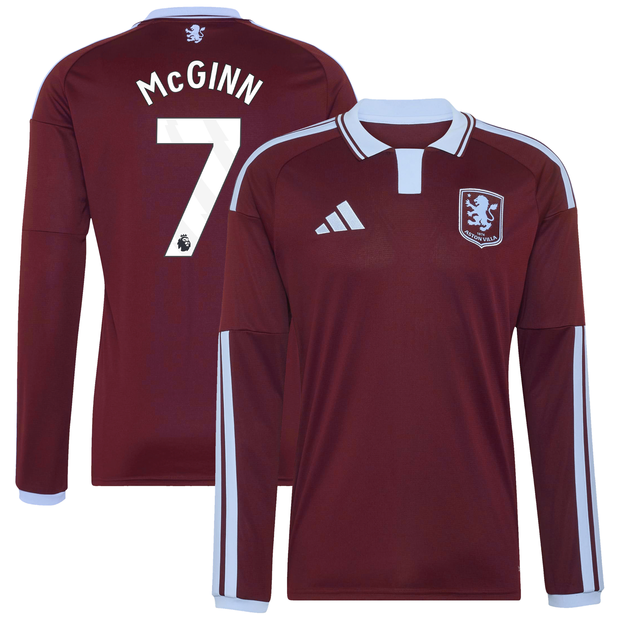 Camiseta adidas de la 1ª equipación del Aston Villa 2026-27 - Manga larga con dorsal McGinn 7