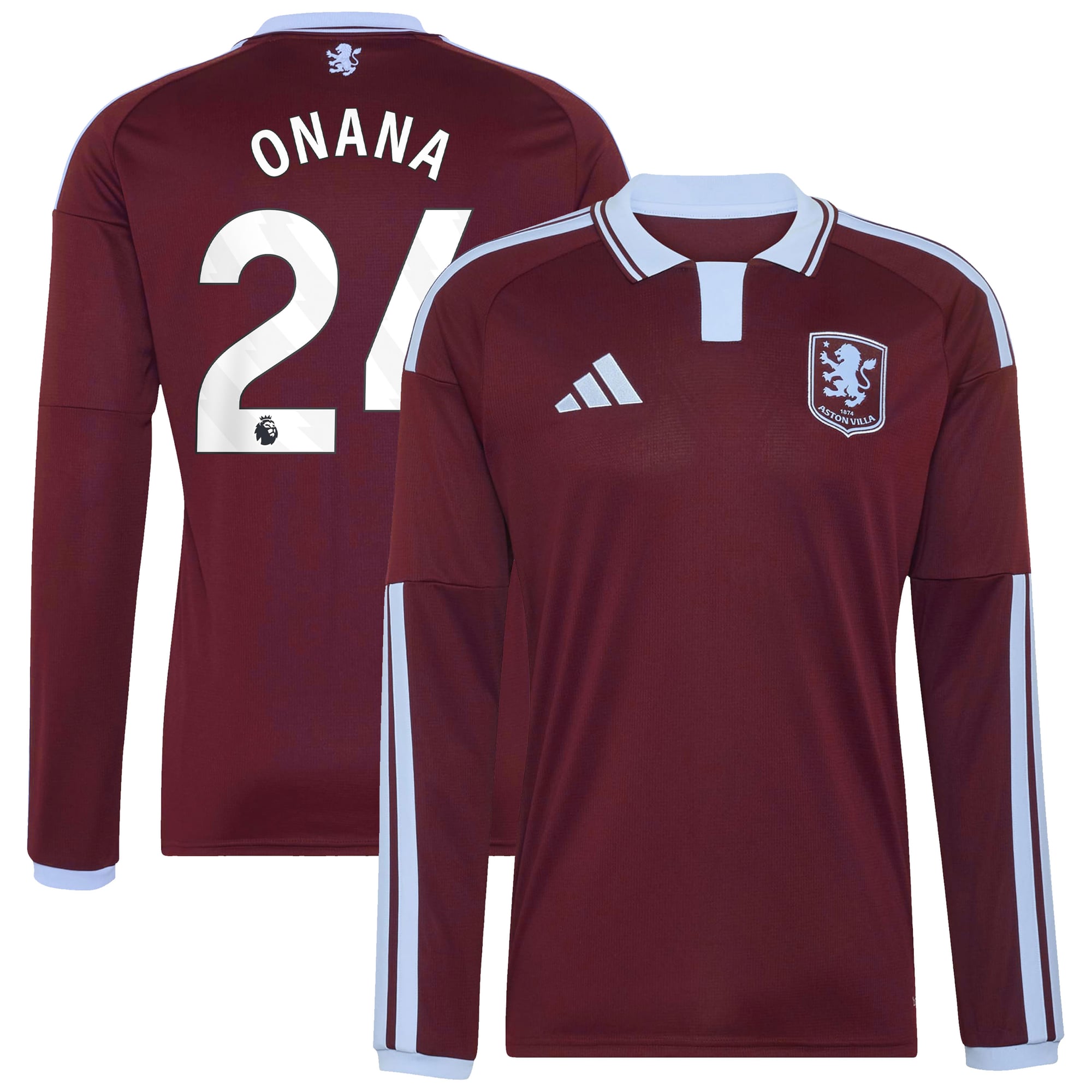 Camiseta adidas de la 1ª equipación del Aston Villa 2026-27 - Manga larga con dorsal Onana 24