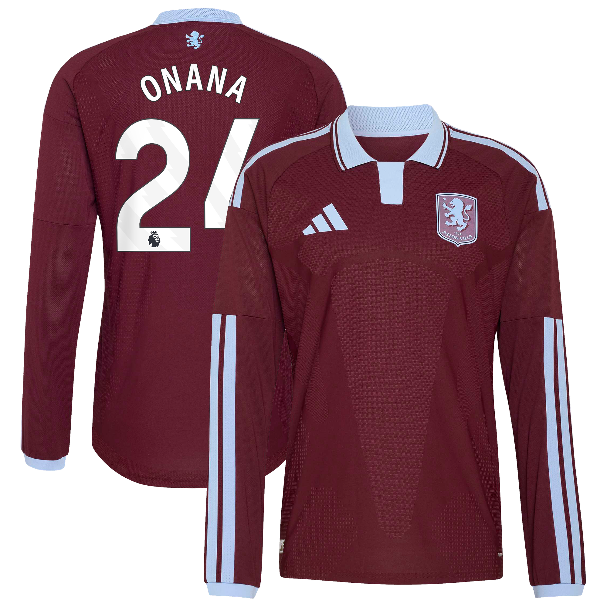 Camiseta adidas Autentica de la 1ª equipación del Aston Villa 2026-27 - Manga larga con dorsal Onana 24