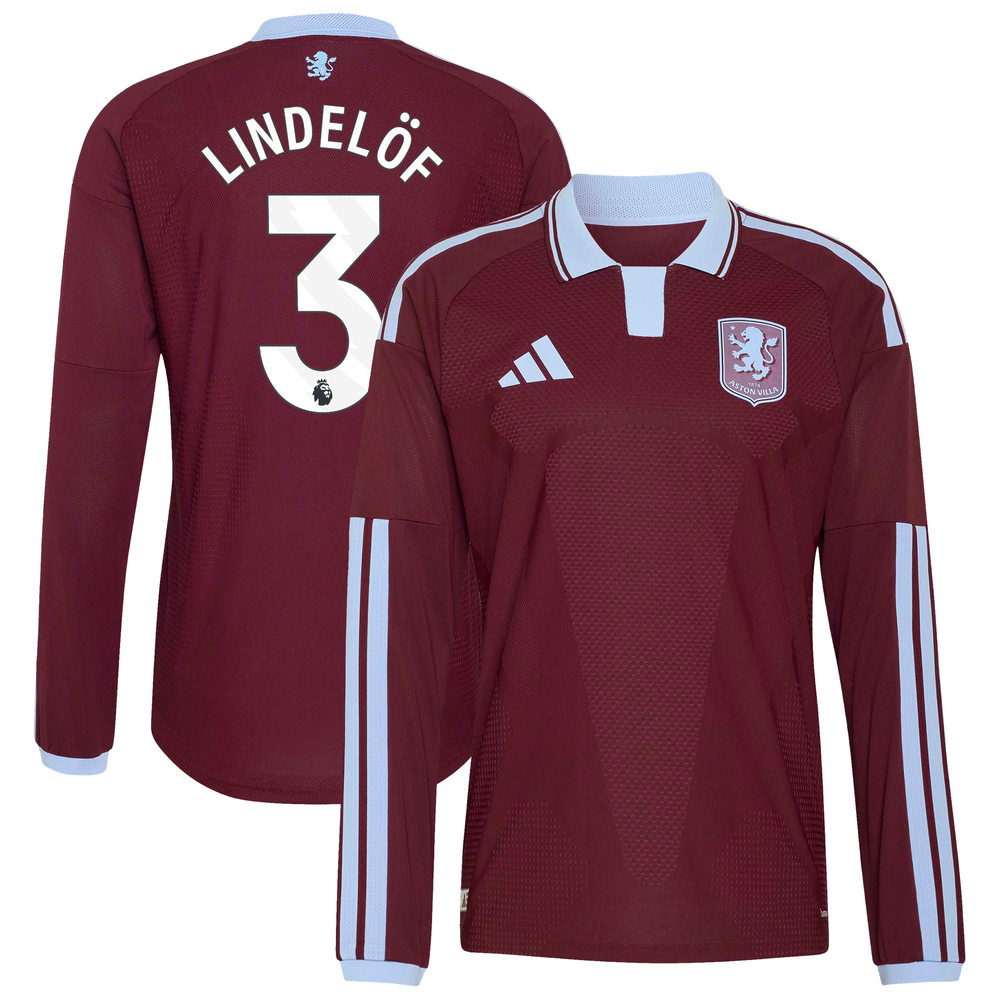 Camiseta adidas Autentica de la 1ª equipación del Aston Villa 2026-27 - Manga larga con dorsal Lindelöf 3
