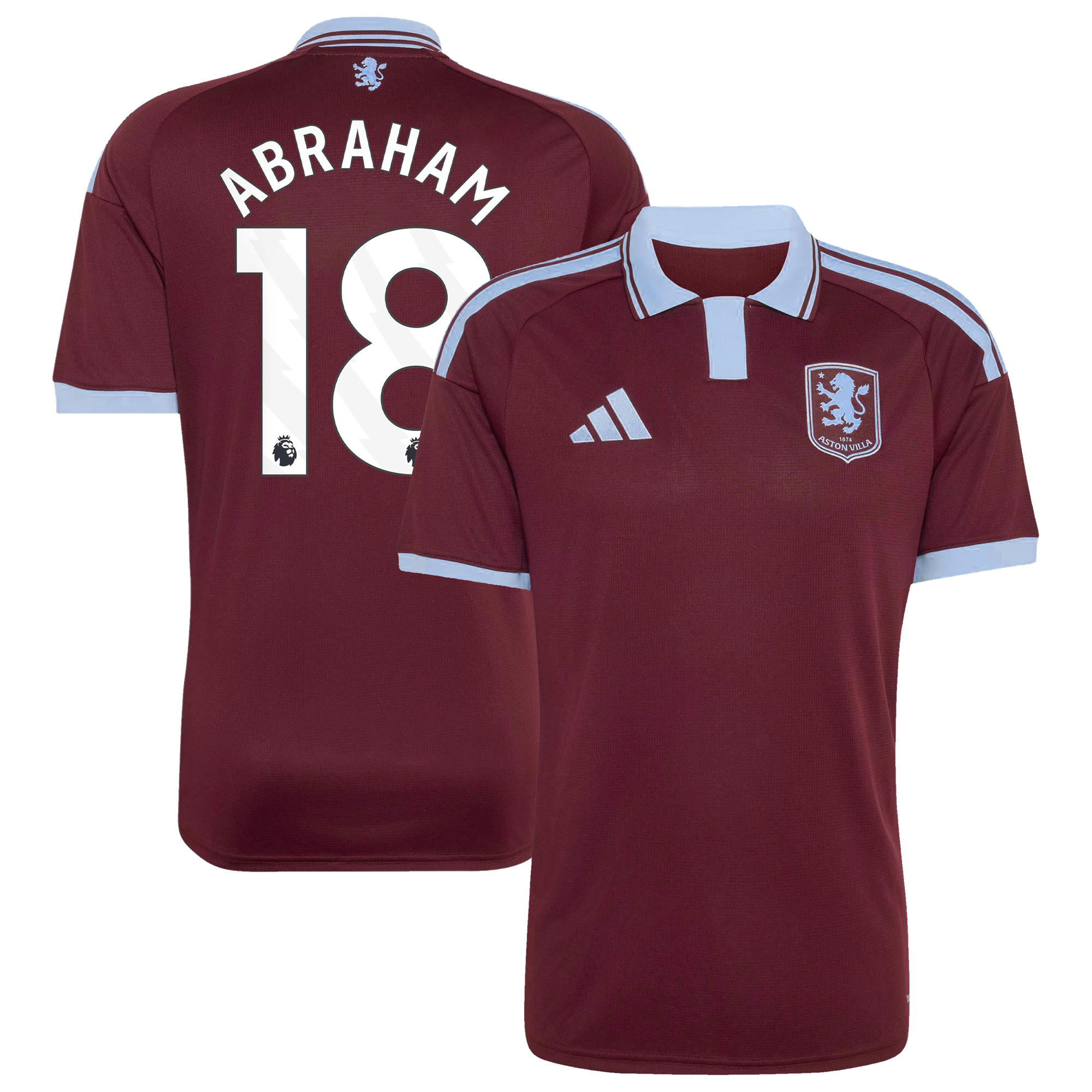 Camiseta adidas de la 1ª equipación del Aston Villa 2026-27 con dorsal Abraham 18