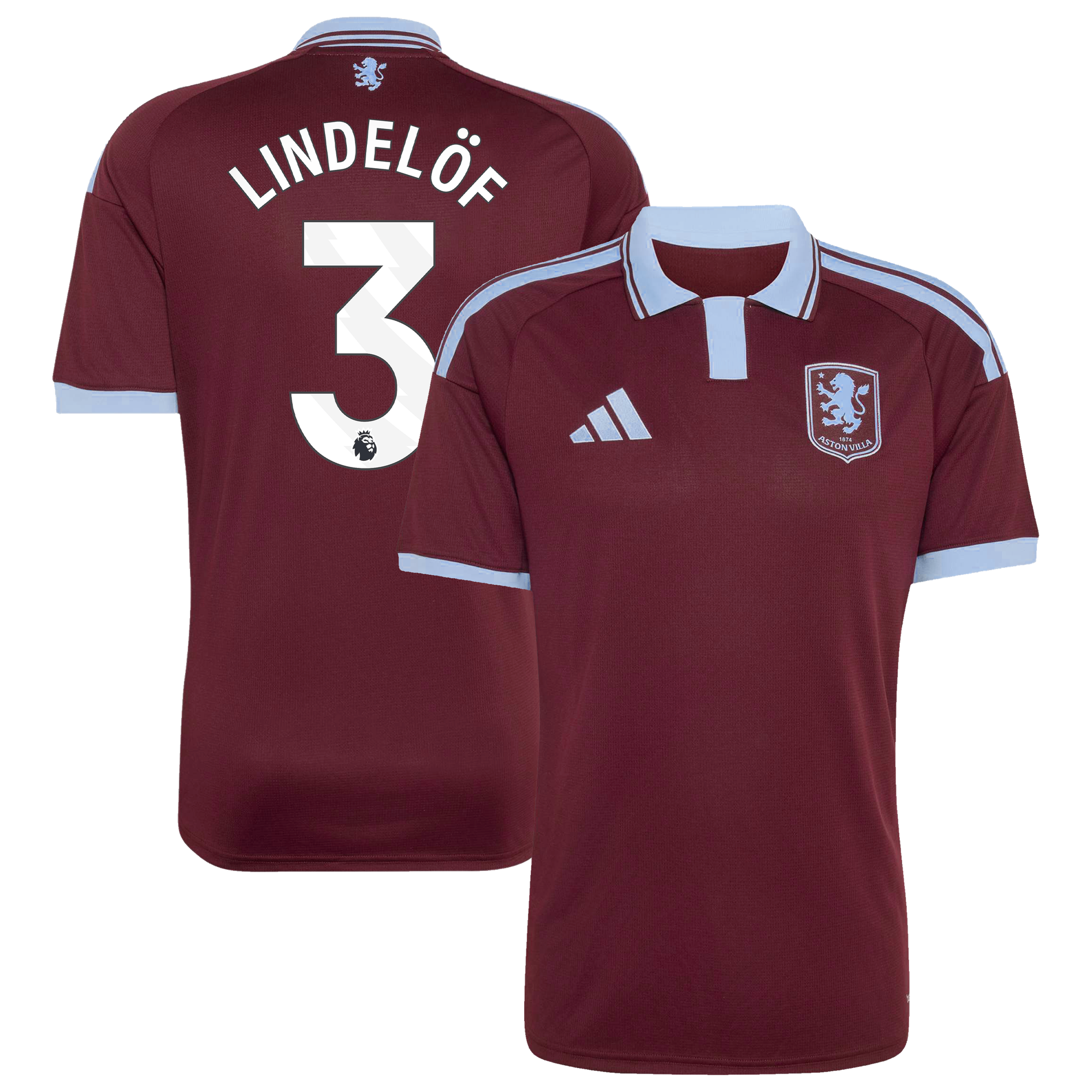 Camiseta adidas de la 1ª equipación del Aston Villa 2026-27 con dorsal Lindelöf 3