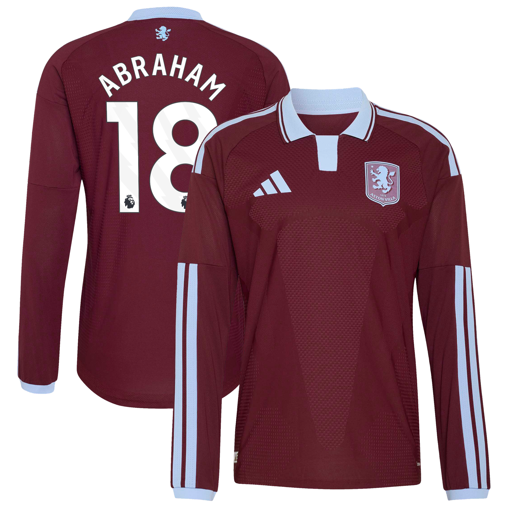 Camiseta adidas Autentica de la 1ª equipación del Aston Villa 2026-27 - Manga larga con dorsal Abraham 18