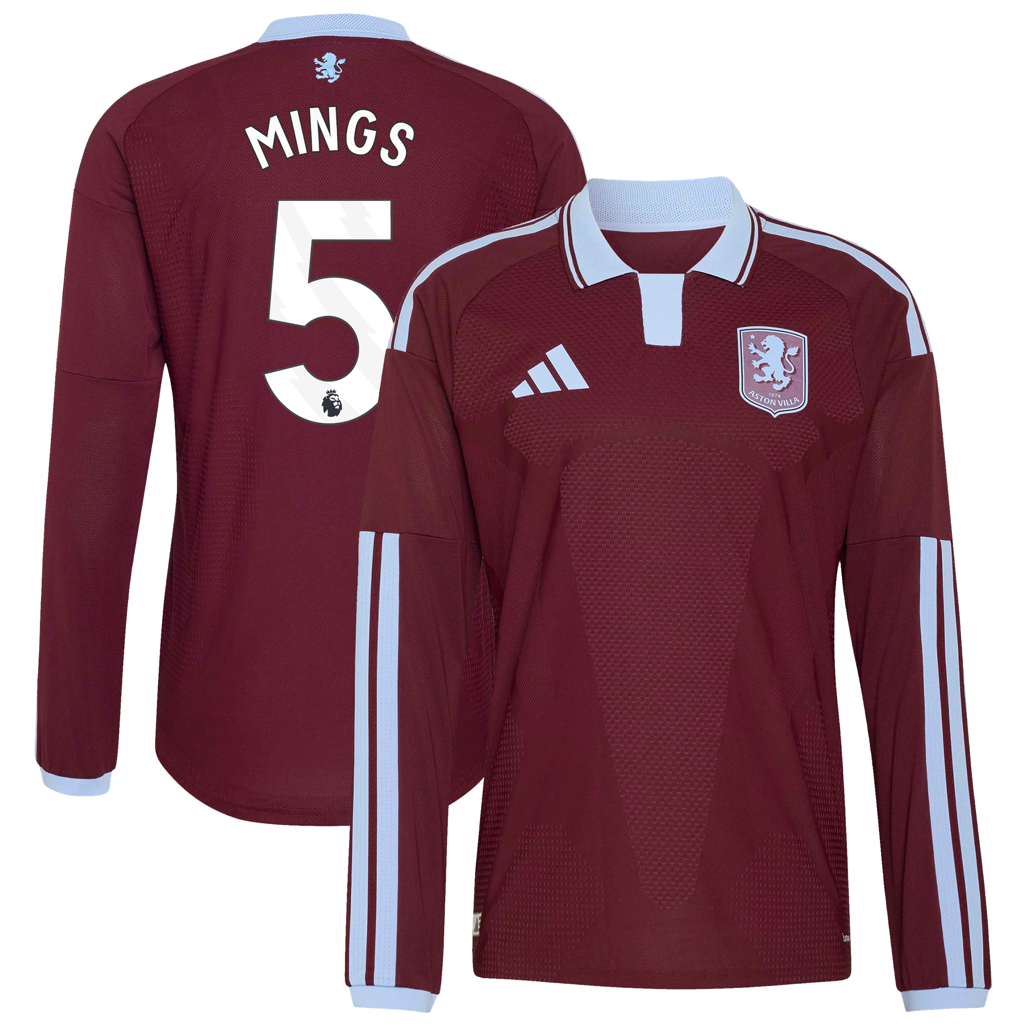 Camiseta adidas Autentica de la 1ª equipación del Aston Villa 2026-27 - Manga larga con dorsal Mings 5