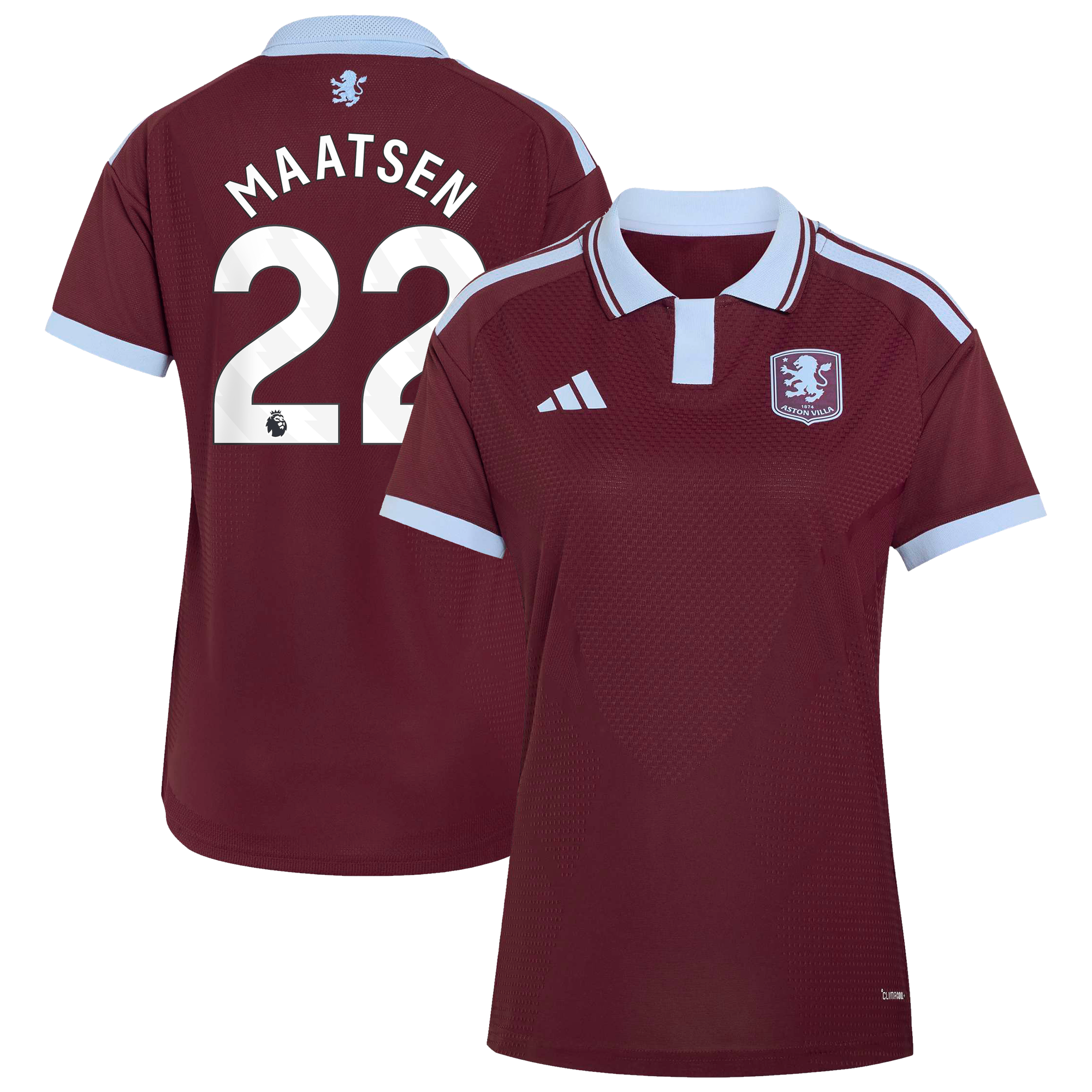 Camiseta adidas Autentica de la 1ª equipación del Aston Villa 2026-27 - Mujer con dorsal Maatsen 22