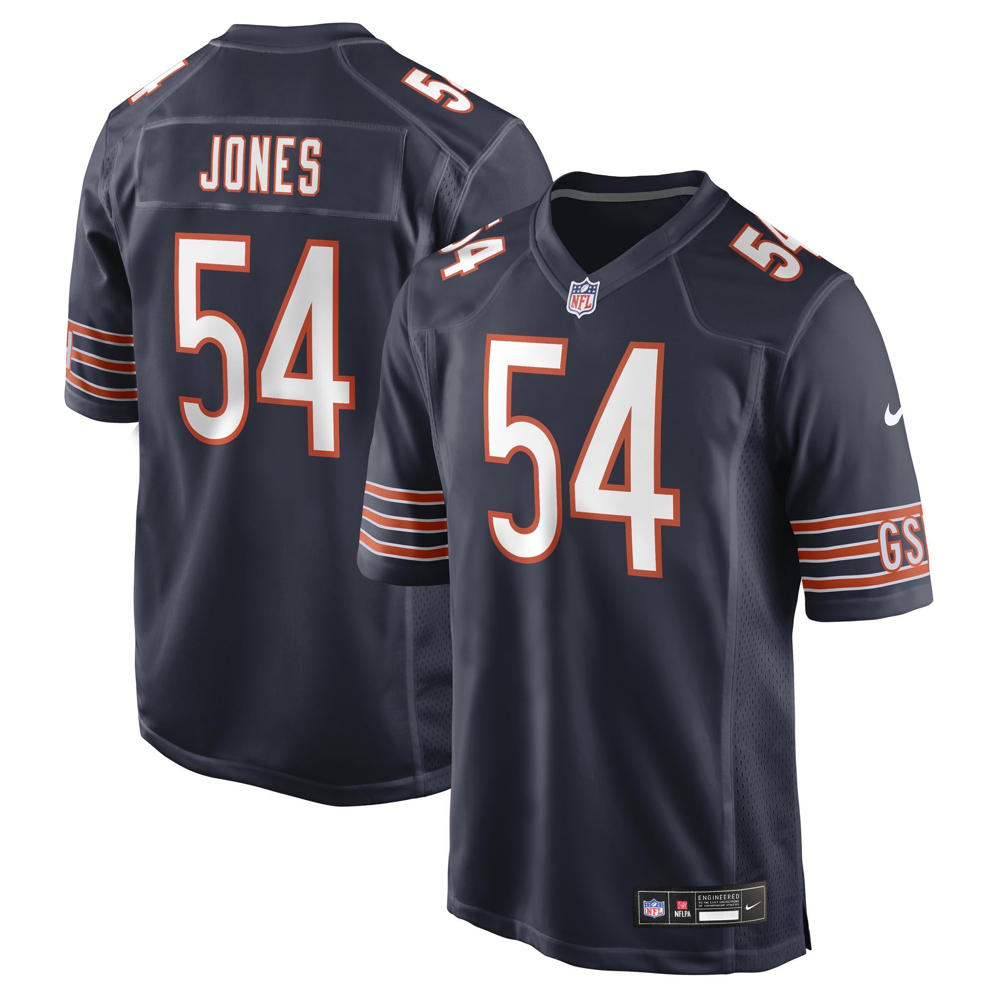 Men's Nike Logan Jones Navy Chicago Bears Team Game Jersey