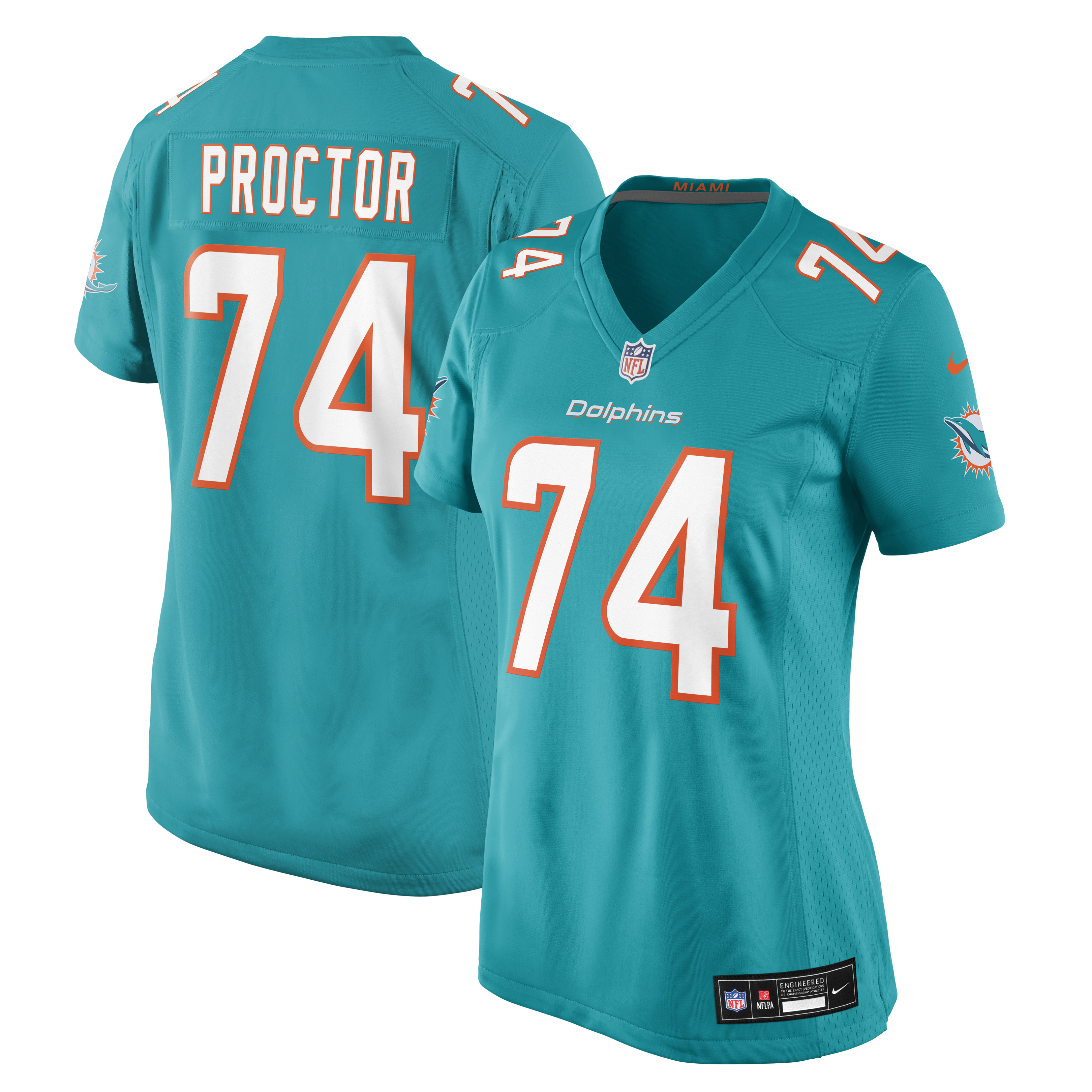 Women's Nike Kadyn Proctor Aqua Miami Dolphins Team Game Jersey