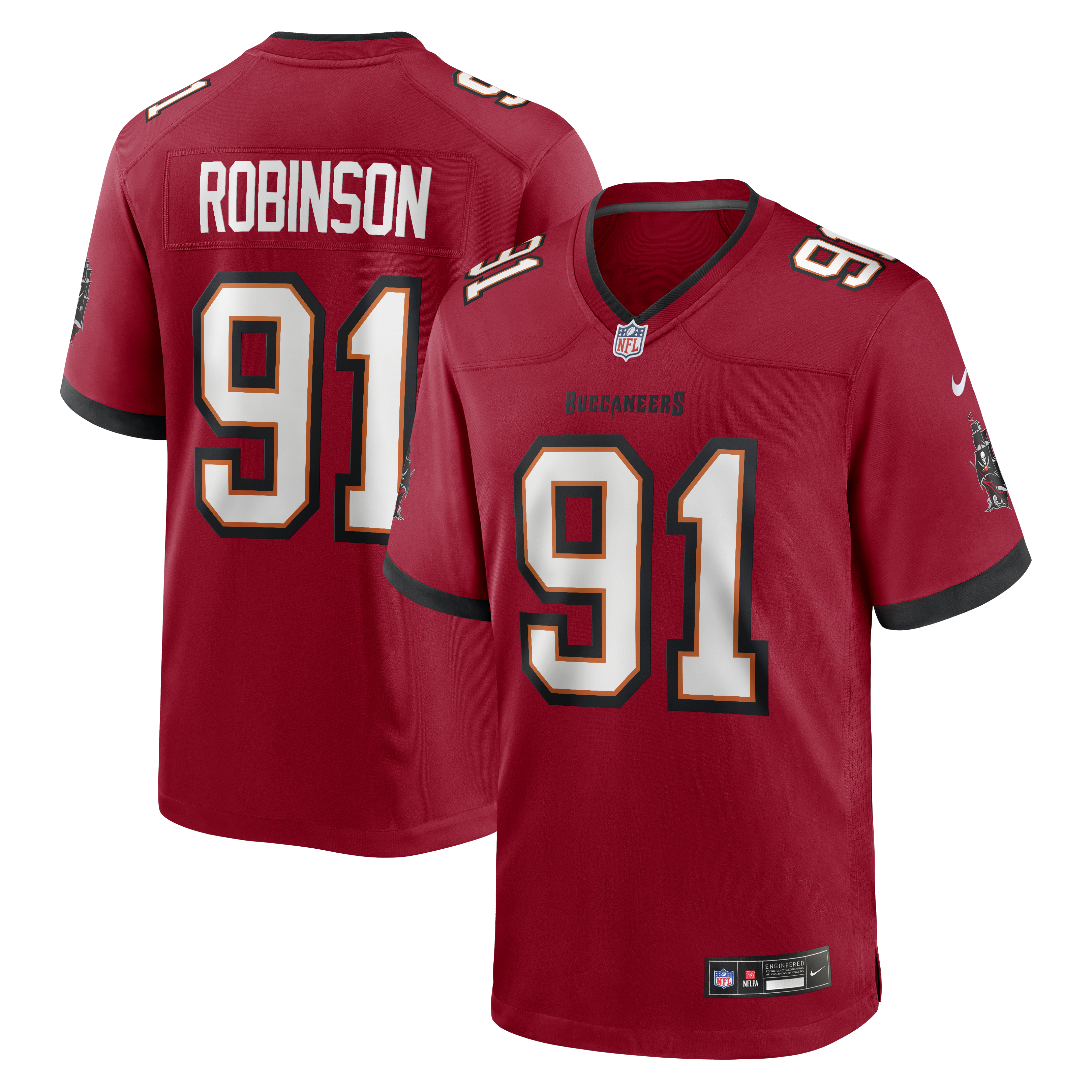 Men's Nike A'Shawn Robinson Red Tampa Bay Buccaneers Team Game Jersey