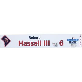 Robert Hassell III Washington Nationals Player-Issued #6 Nameplate from 2026 MLB Spring Training