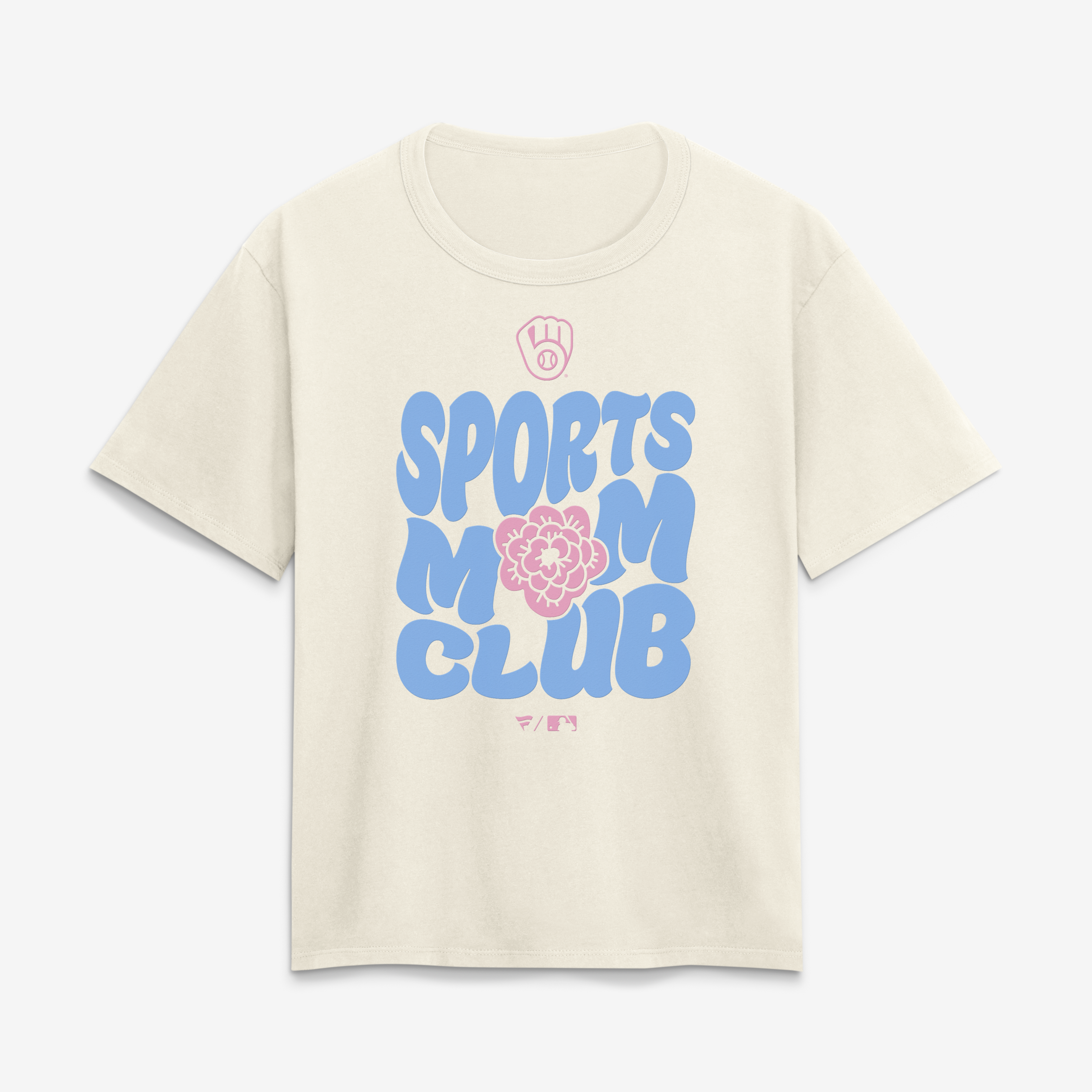 Women's Cream Milwaukee Brewers Sports Mom Club T-Shirt