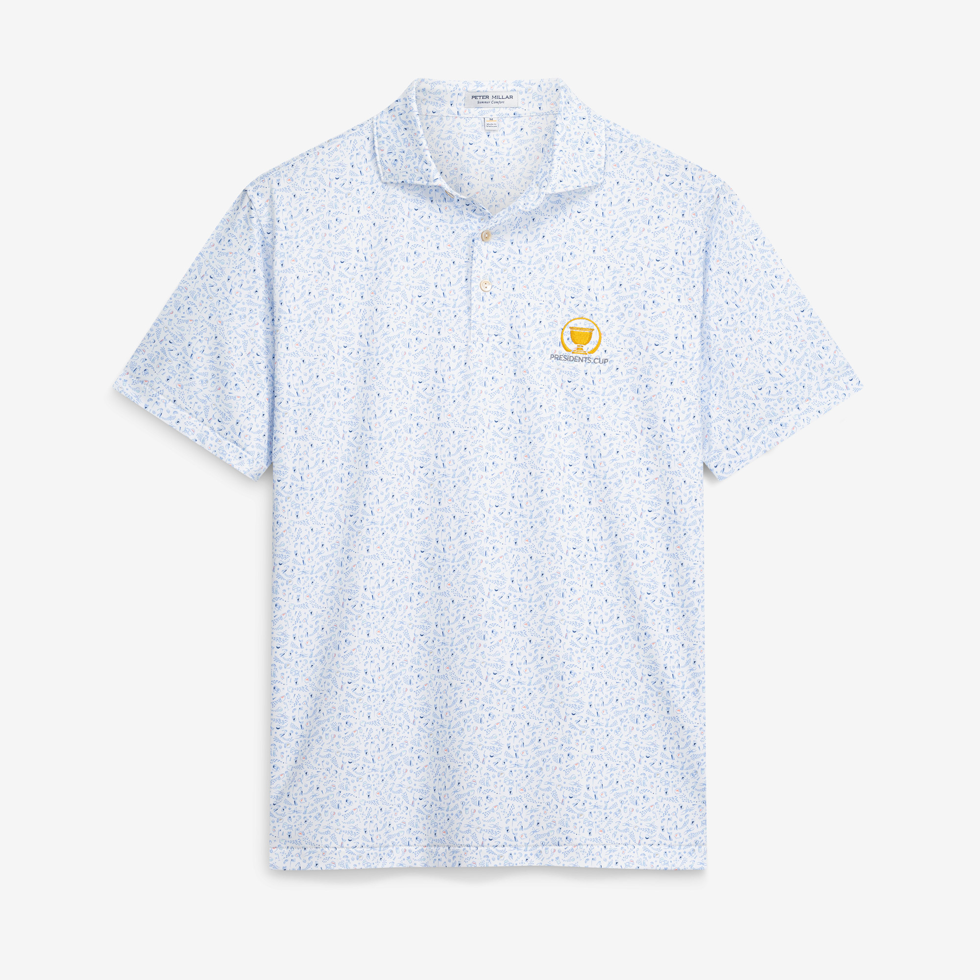 Men’s Peter Millar White Presidents Cup Nice Shot Performance Jersey Polo Men’s Peter Millar White Presidents Cup Nice Shot Performance Jersey Polo