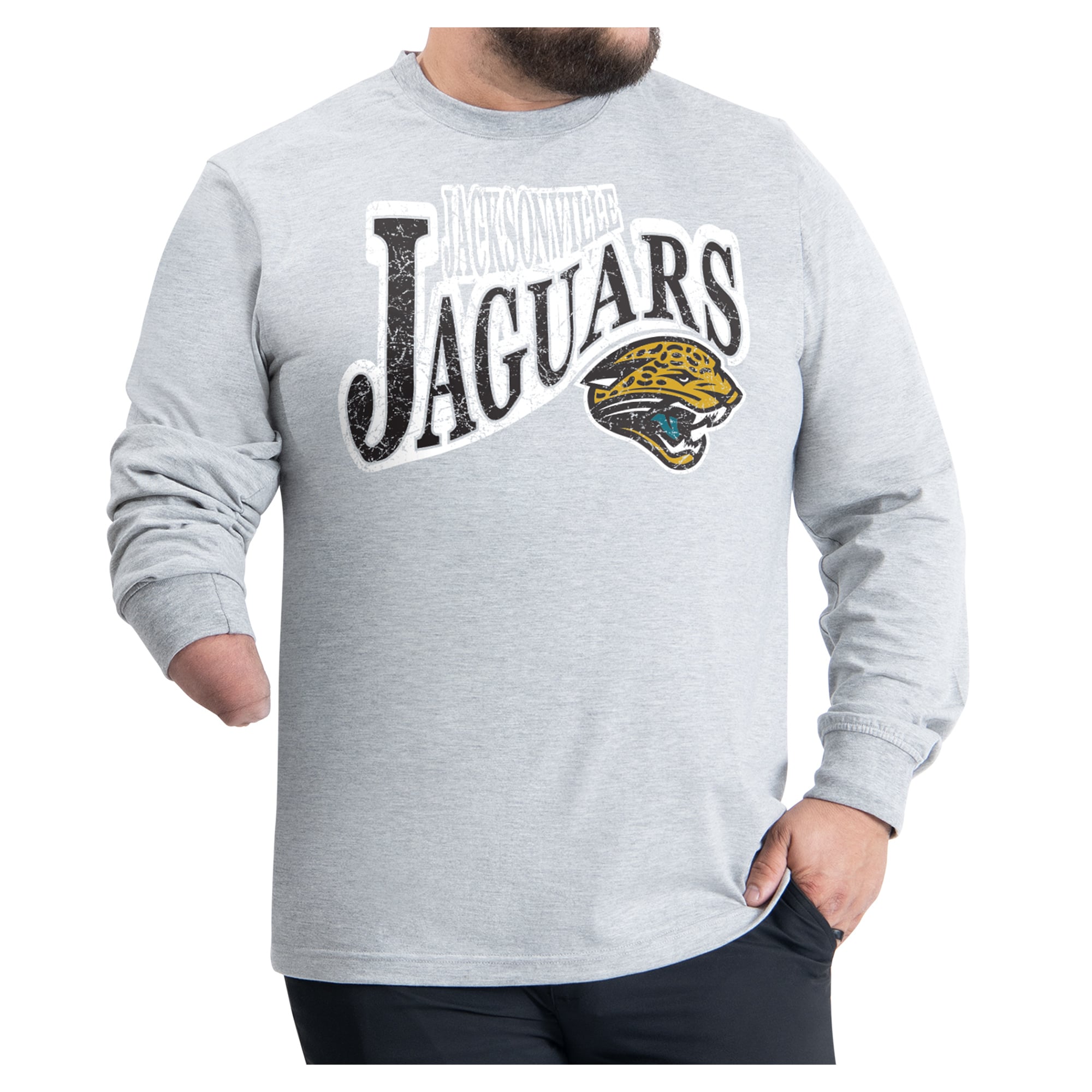 Men's G-III Sports by Carl Banks Gray Jacksonville Jaguars Adaptive Twisted Team Graphics Long Sleeve T-Shirt