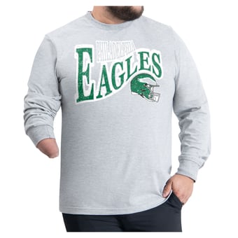 Men's G-III Sports by Carl Banks Gray Philadelphia Eagles Adaptive Twisted Team Graphics Long Sleeve T-Shirt