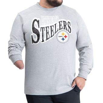 Men's G-III Sports by Carl Banks Gray Pittsburgh Steelers Adaptive Twisted Team Graphics Long Sleeve T-Shirt