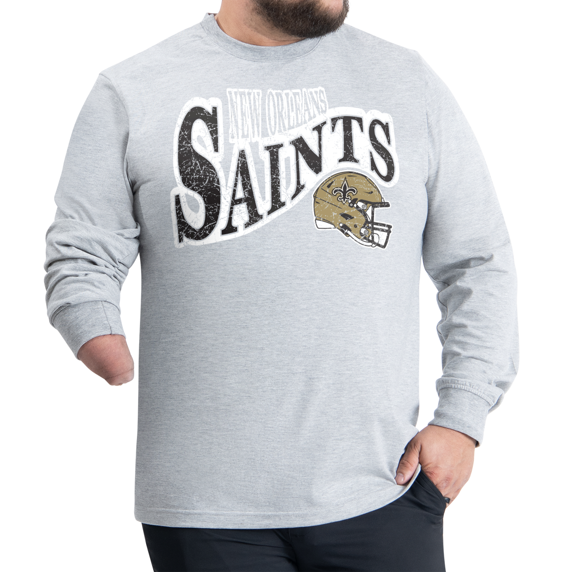 Men’s G-III Sports by Carl Banks Gray New Orleans Saints Adaptive Twisted Team Graphics Long Sleeve T-Shirt Men’s G-III Sports by Carl Banks Gray New Orleans Saints Adaptive Twisted Team Graphics Long Sleeve T-Shirt