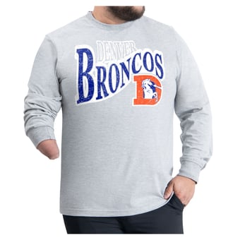 Men's G-III Sports by Carl Banks Gray Denver Broncos Adaptive Twisted Team Graphics Long Sleeve T-Shirt