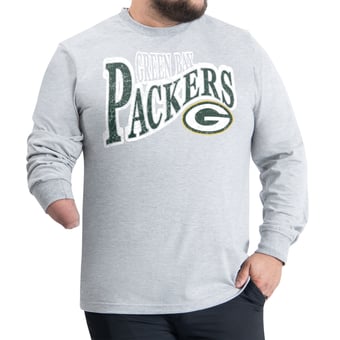 Men's G-III Sports by Carl Banks Gray Green Bay Packers Adaptive Twisted Team Graphics Long Sleeve T-Shirt