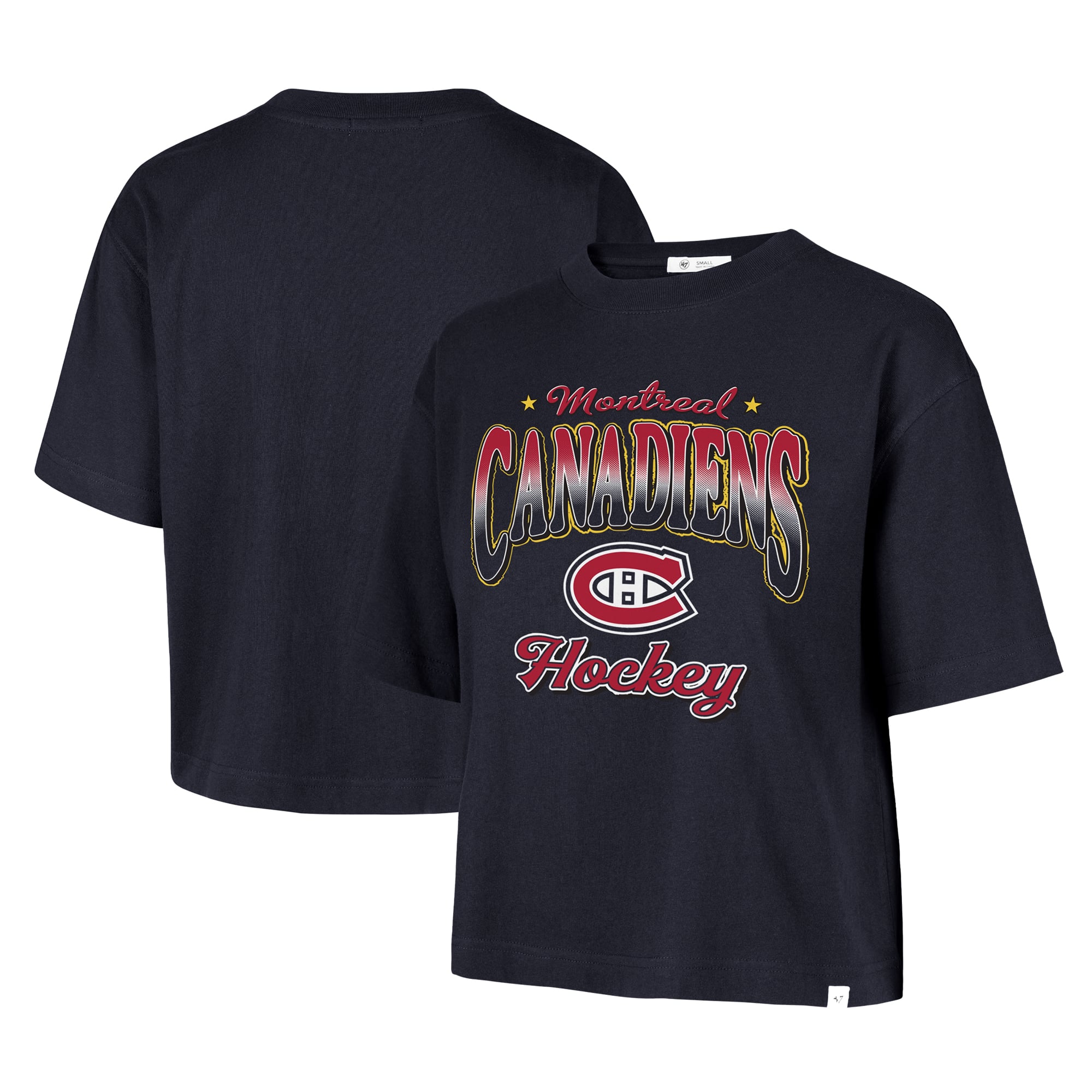 Women's '47 Navy Montreal Canadiens Vibe Check Reed City Cropped T-Shirt