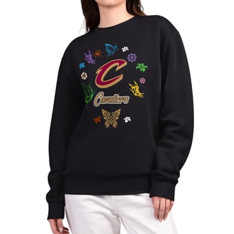Women's G-III 4Her by Carl Banks Black Cleveland Cavaliers Spring Bloom Sweatshirt