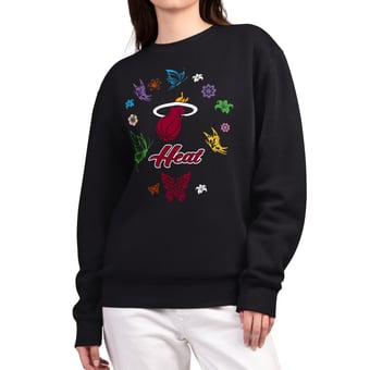Women's G-III 4Her by Carl Banks Black Miami Heat Spring Bloom Sweatshirt
