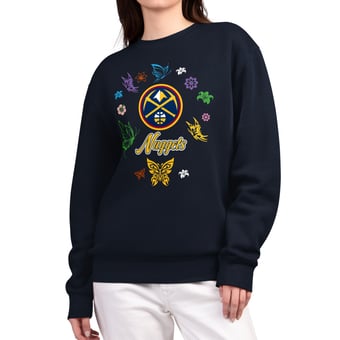 Women's G-III 4Her by Carl Banks Navy Denver Nuggets Spring Bloom Sweatshirt