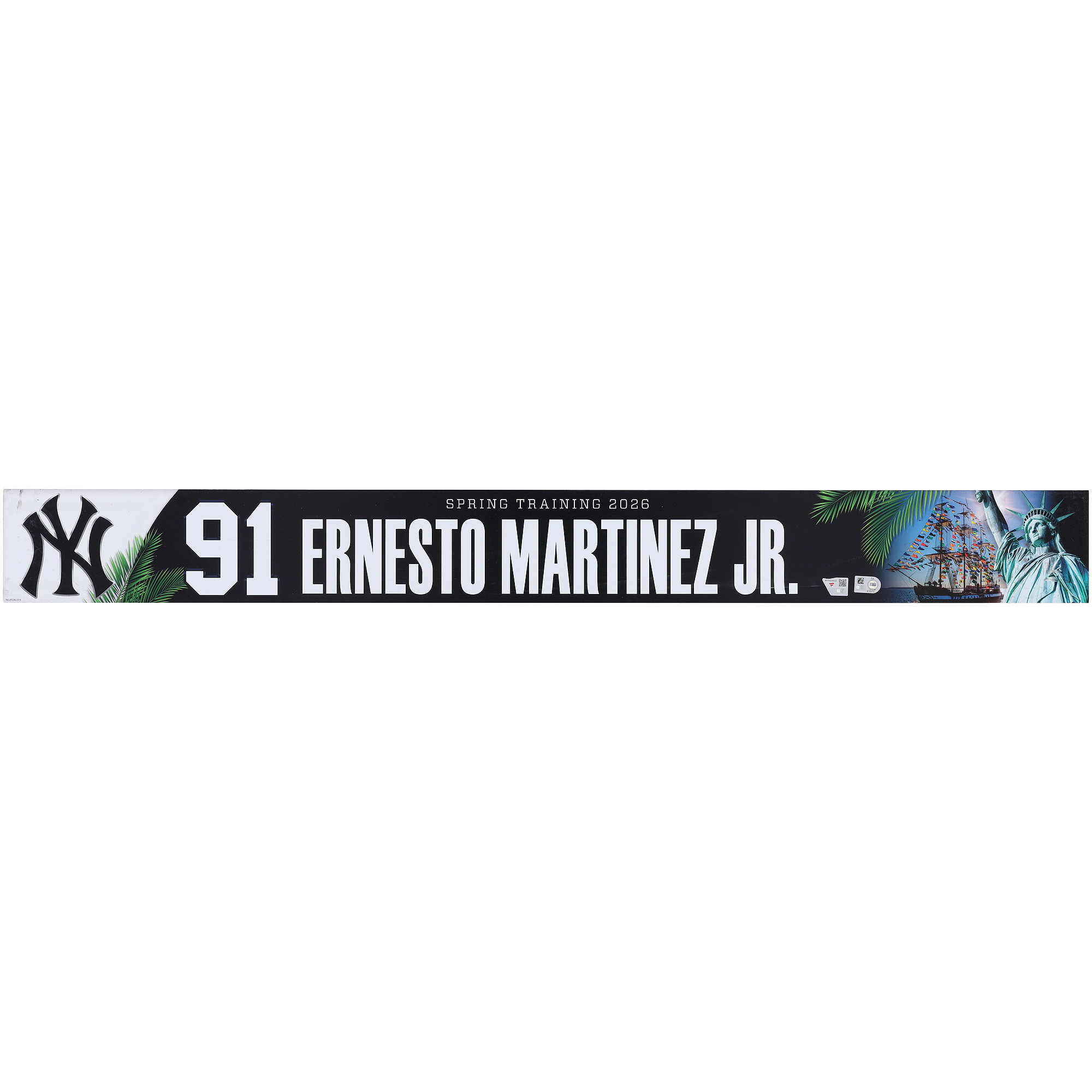 Ernesto Martinez Jr New York Yankees Player-Issued #91 Nameplate from 2026 MLB Spring Training