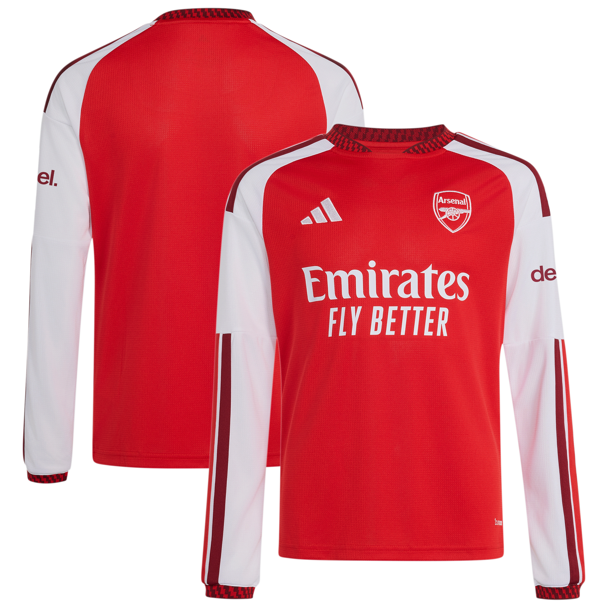Youth adidas Red Arsenal 2026/27 Home Replica Long Sleeve Jersey