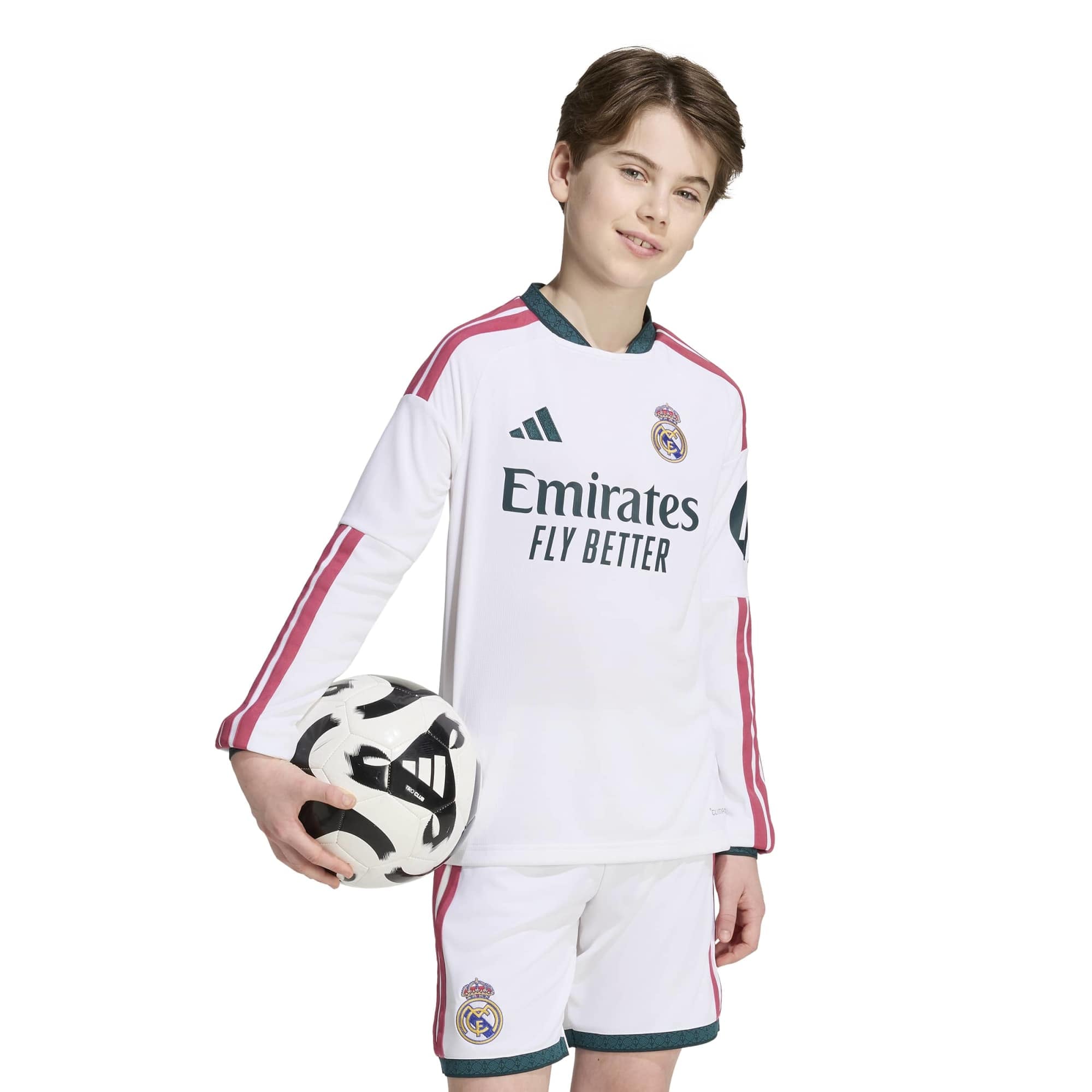 Youth adidas White Real Madrid 2026/27 Home Replica Long Sleeve Jersey