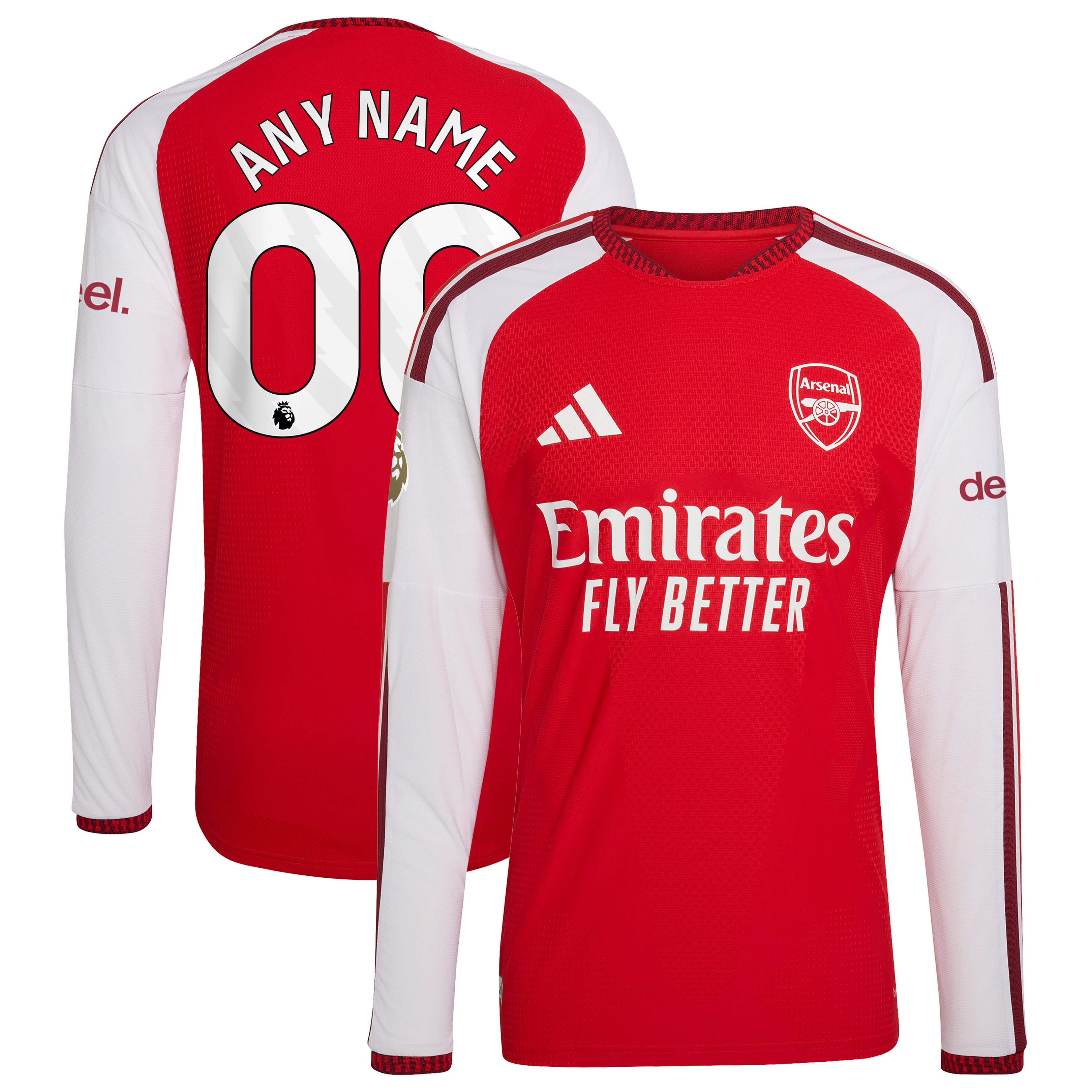 Men's adidas  Red Arsenal 2026/27 Home Authentic Custom Long Sleeve Jersey