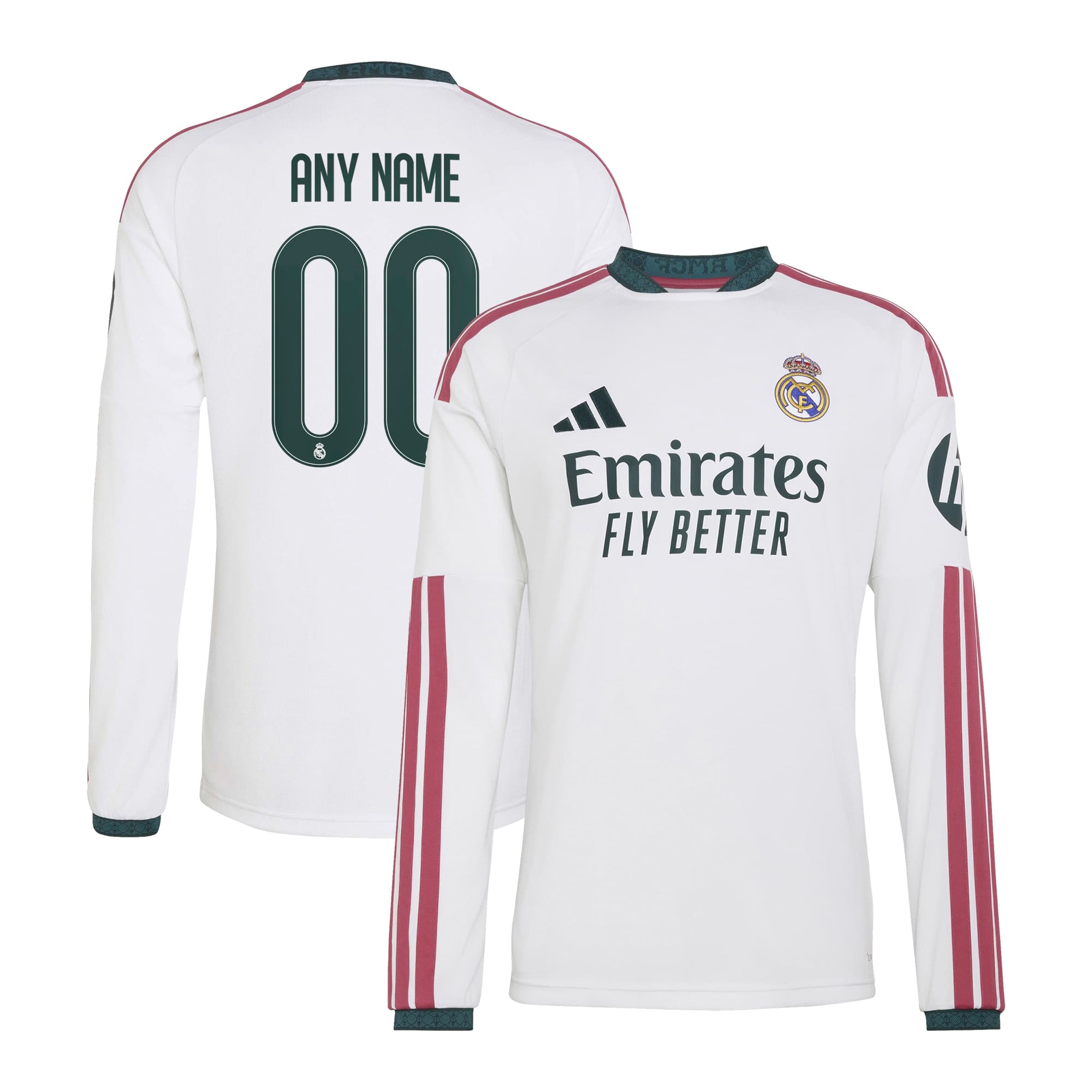 Men's adidas  White Real Madrid 2026/27 Home Replica Custom Long Sleeve Jersey