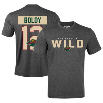 Men's Levelwear Matthew Boldy Gray Minnesota Wild Richmond Name & Number T-Shirt