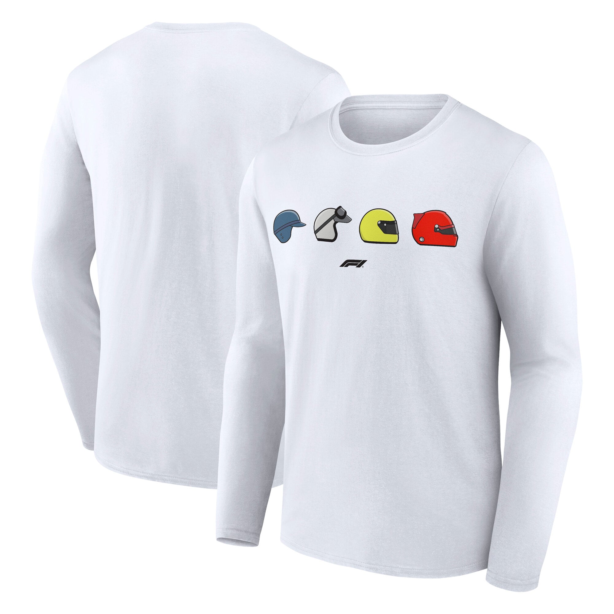 T-shirt à manches longues blanc à motif casques de course Formula 1 Heritage - Homme