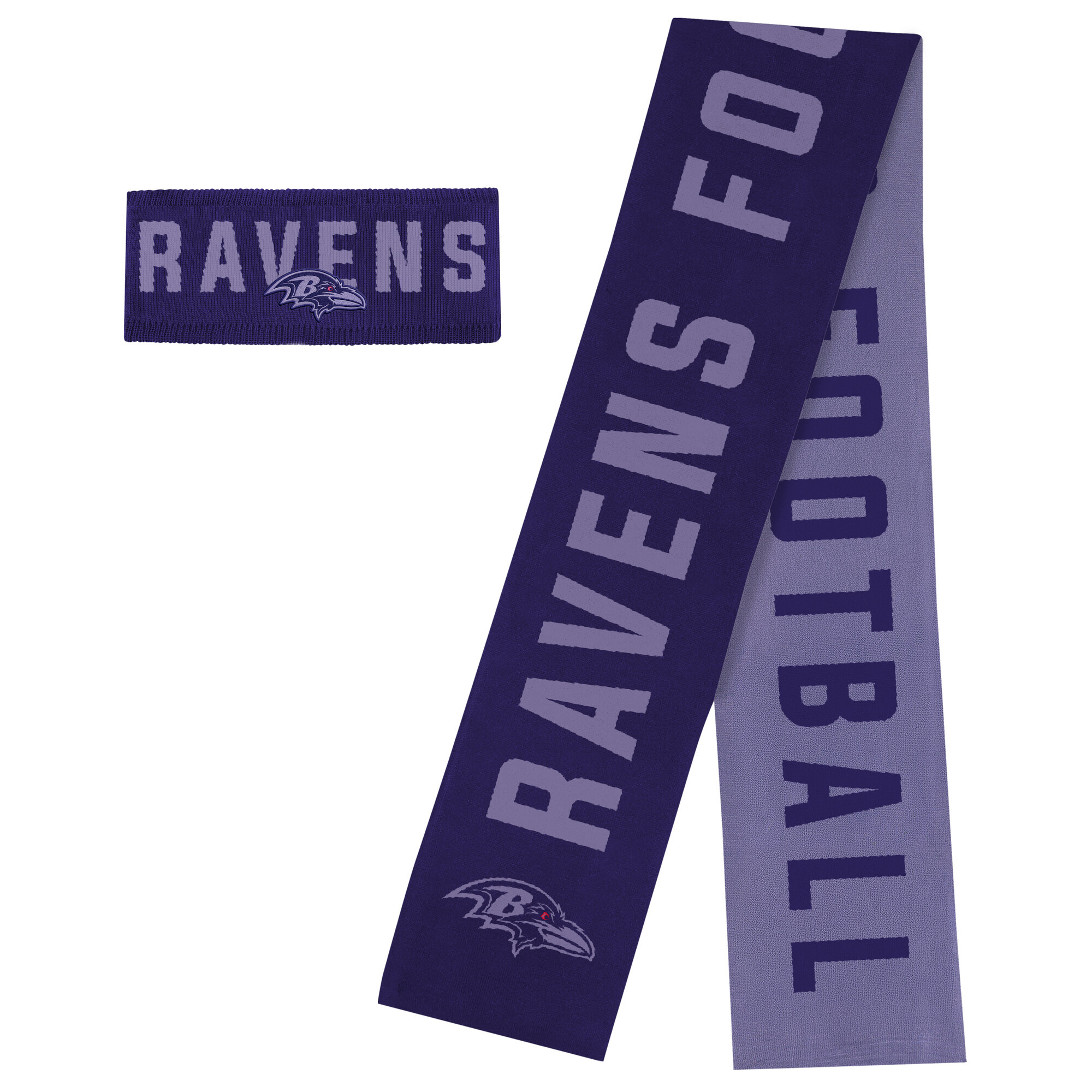 Women's WEAR by Erin Andrews  Baltimore Ravens Reversible Team Color Tonal Headband & Scarf Set