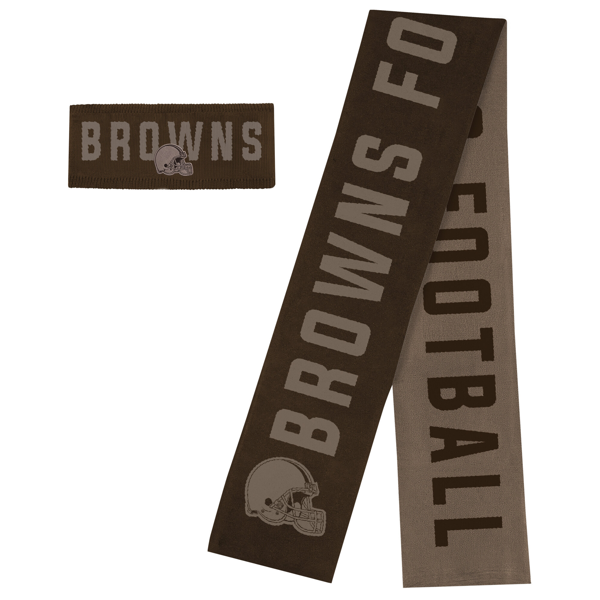 Women's WEAR by Erin Andrews Cleveland Browns Reversible Team Color Tonal Headband & Scarf Set