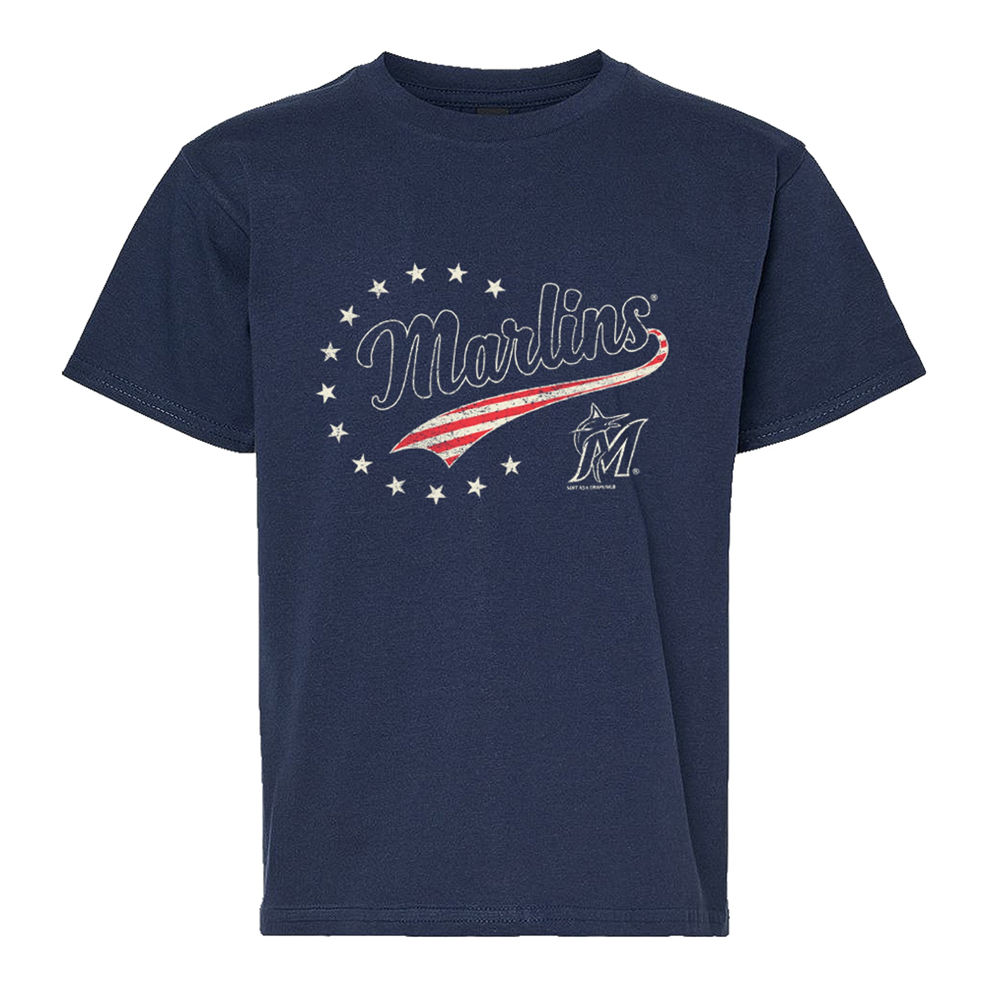 Youth Soft as a Grape Navy Miami Marlins Americana T-Shirt