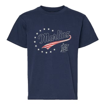 Youth Soft as a Grape Navy Miami Marlins Americana T-Shirt