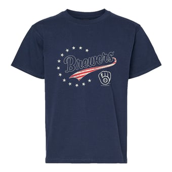 Youth Soft as a Grape Navy Milwaukee Brewers Americana T-Shirt