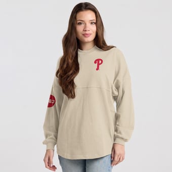 Women's Fanatics  Cream Philadelphia Phillies Spirit Jersey Heavyweight Long Sleeve T-Shirt