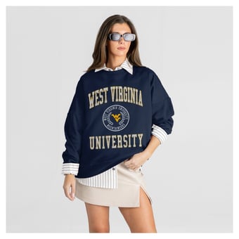 Women's Gameday Couture Navy West Virginia Mountaineers Prime Play Sweatshirt