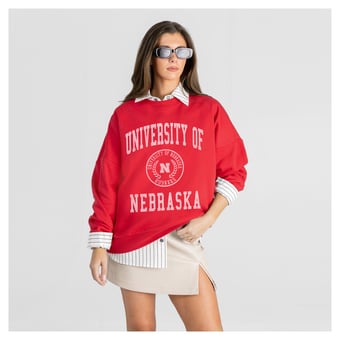 Women's Gameday Couture Scarlet Nebraska Huskers Prime Play Sweatshirt