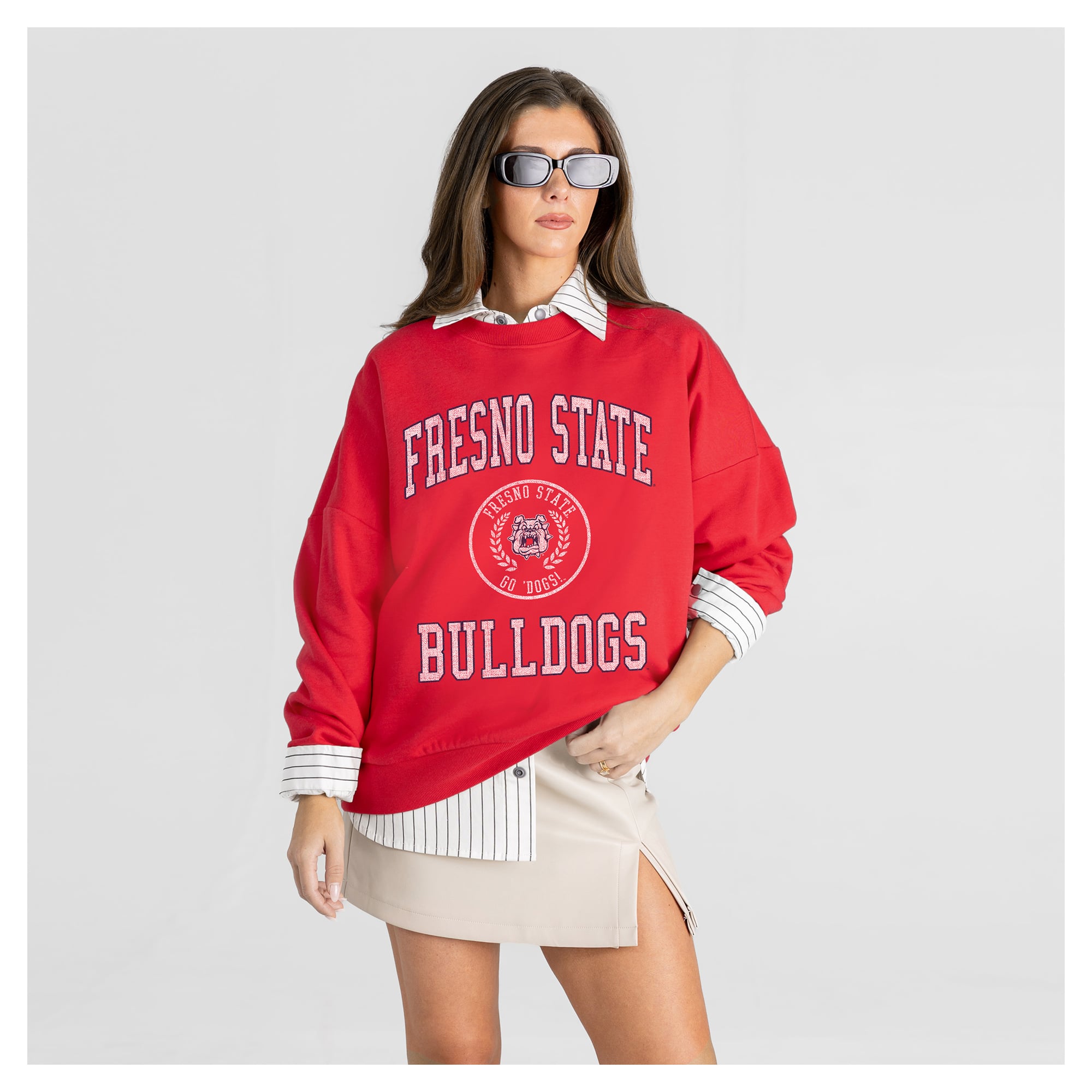 Women's Gameday Couture Red Fresno State Bulldogs Prime Play Sweatshirt