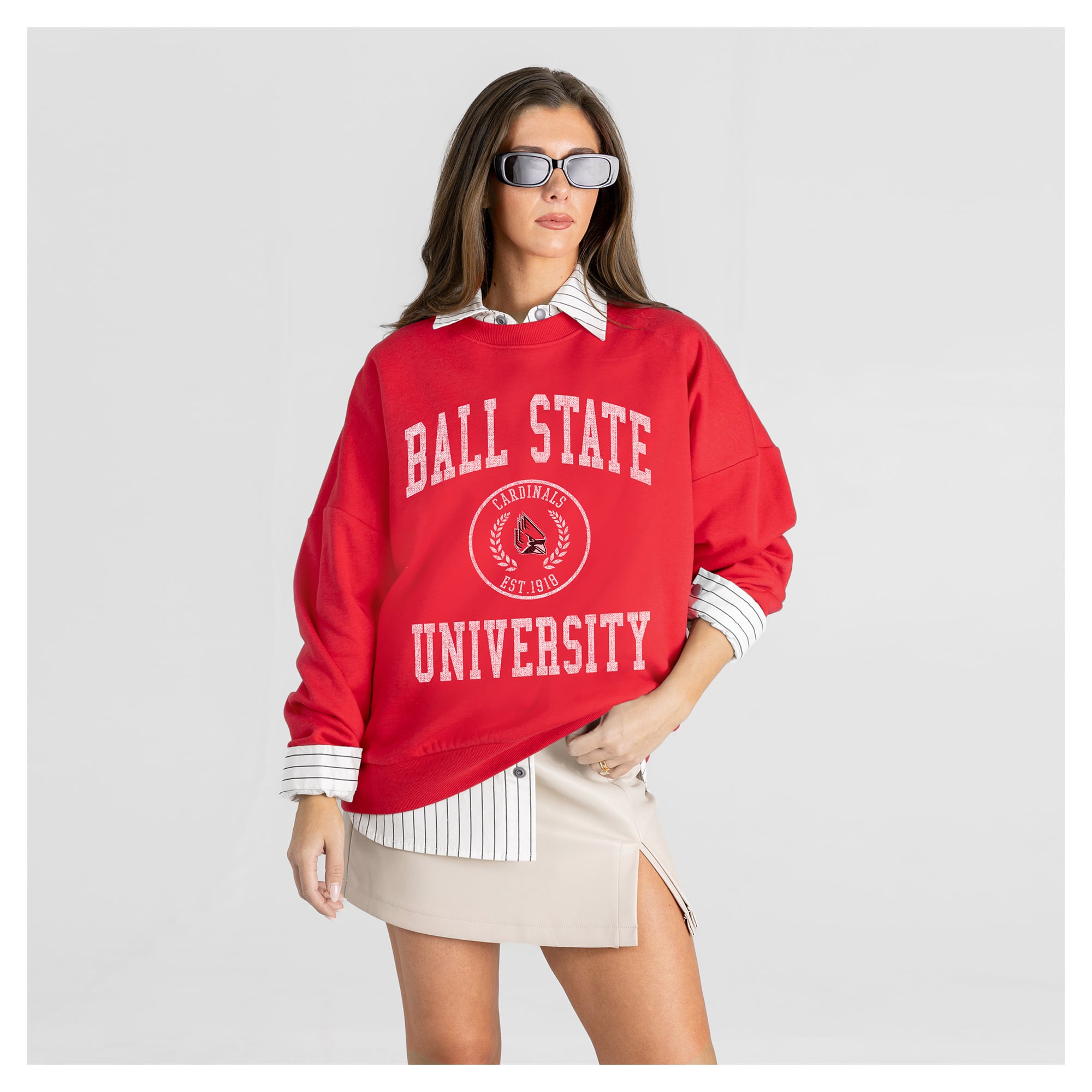 Women's Gameday Couture Cardinal Ball State Cardinals Prime Play Sweatshirt