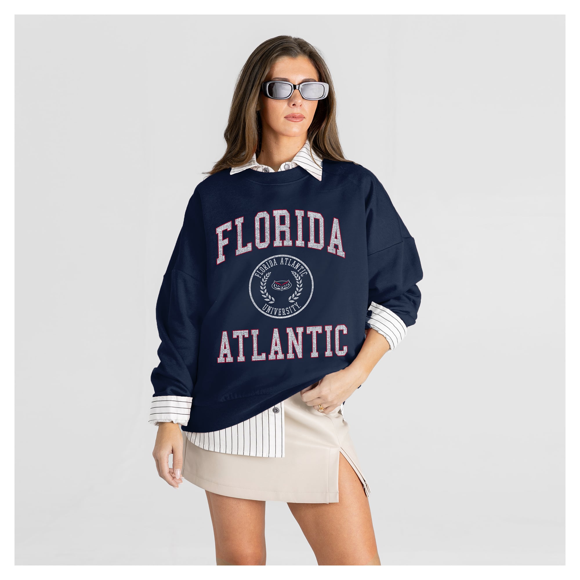 Women's Gameday Couture Navy Florida Atlantic Owls Prime Play Sweatshirt