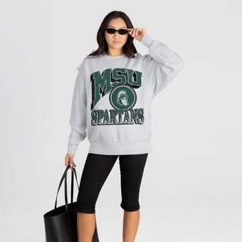 Women's Gameday Couture Ash Michigan State Spartans Game On Sweatshirt