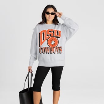 Women's Gameday Couture Ash Oklahoma State Cowboys Game On Sweatshirt
