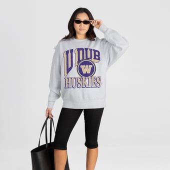 Women's Gameday Couture Ash Washington Huskies Game On Sweatshirt