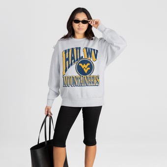Women's Gameday Couture Ash West Virginia Mountaineers Game On Sweatshirt