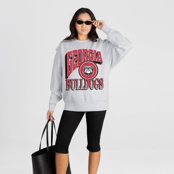 Women's Gameday Couture Ash Georgia Bulldogs Game On Sweatshirt