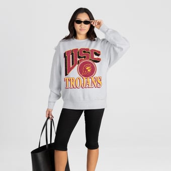 Women's Gameday Couture Ash USC Trojans Game On Sweatshirt