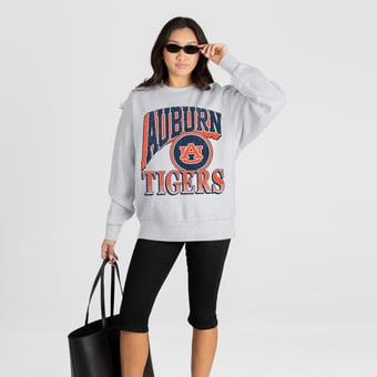 Women's Gameday Couture Ash Auburn Tigers Game On Sweatshirt